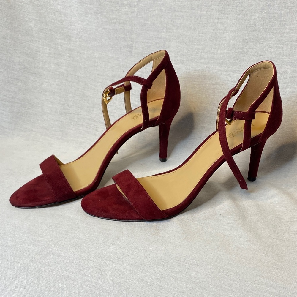 MICHAEL Michael Kors Simone suede mid heel sandal heel